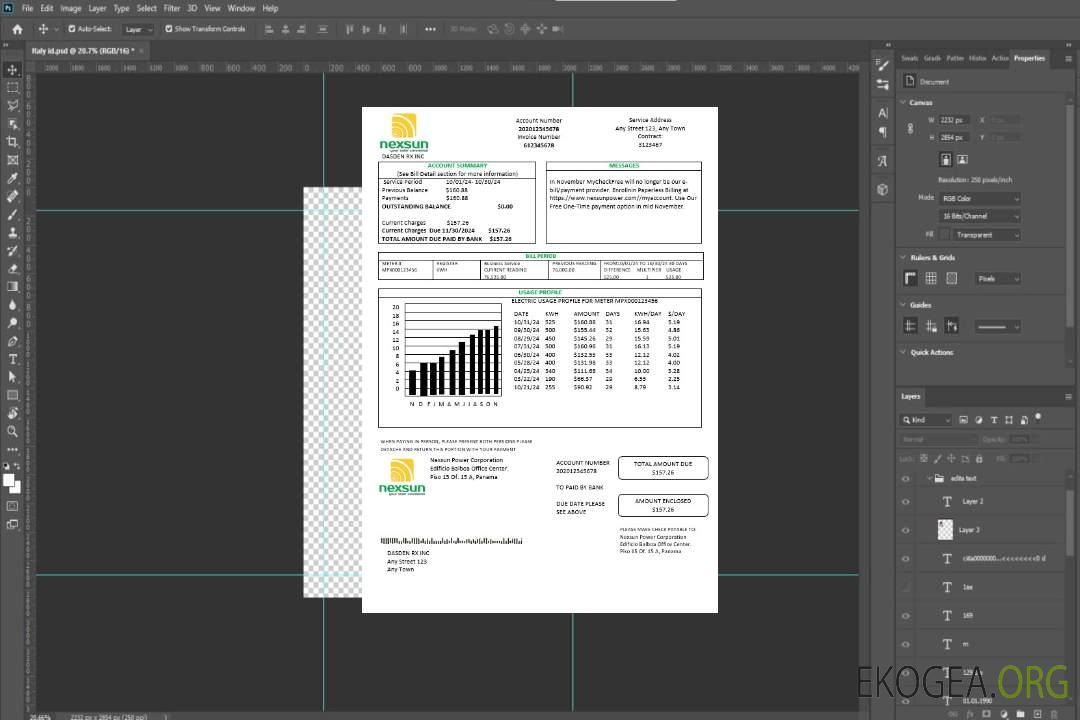 Modèle Word et PDF de facture de services publics d'électricité de Panama Nexsun Power Corporation template Modèle Word et PDF de facture de services publics d'électricité de Panama Nexsun Power Corporation template